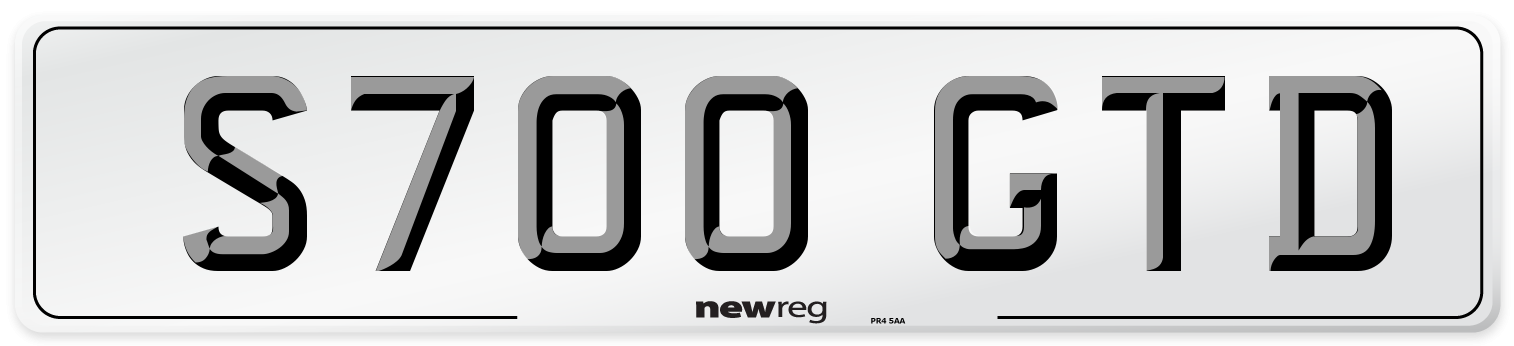 S700 GTD Number Plate from New Reg